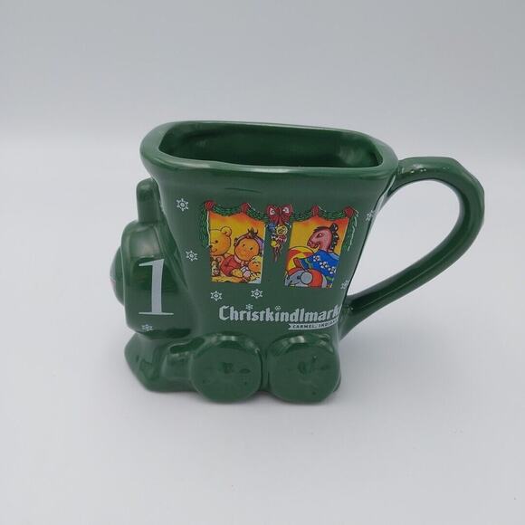 Christkindlmarket Market Green Train Mug‎ Carmel Indiana Snowflake Christmas - Picture 1 of 6